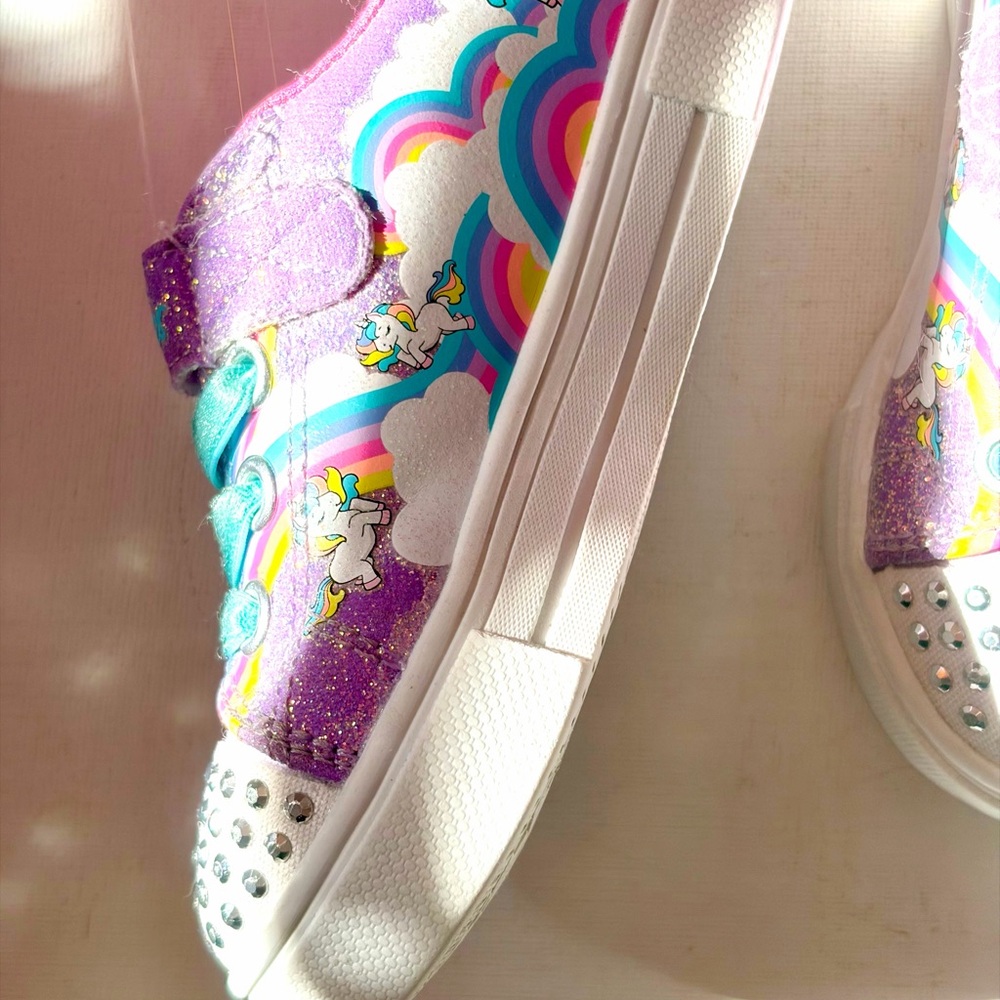 Skechers Twinkie Toes Kids Sparkly Purple Sneakers - Picture 5 of 8